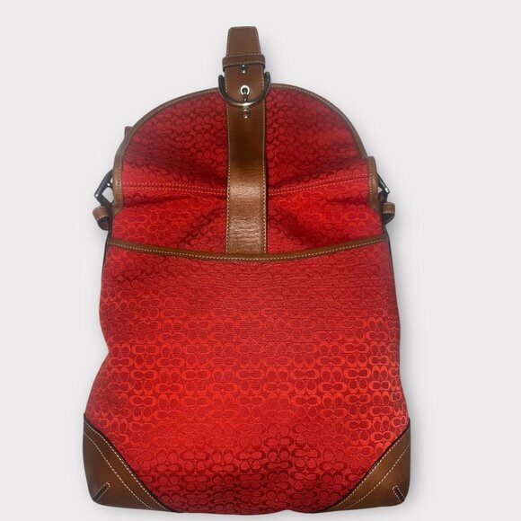VTG Coach Soho Signature Flap 6378 Red Canvas Tan Leather Convertible Y2K Bag - Picture 7 of 11